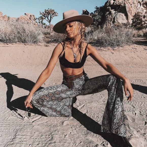 snakeskin flared pants